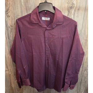 Luchiano Visconti Classic Long Sleeve Button Shirt Size Large Burgundy Red